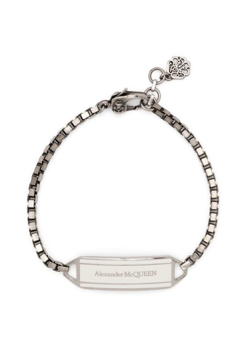 Alexander McQueen logo-plaque polished-finish bracelet