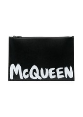 Alexander McQueen logo-print leather clutch bag