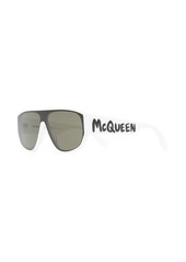 Alexander McQueen logo-print oversize-frame sunglasses