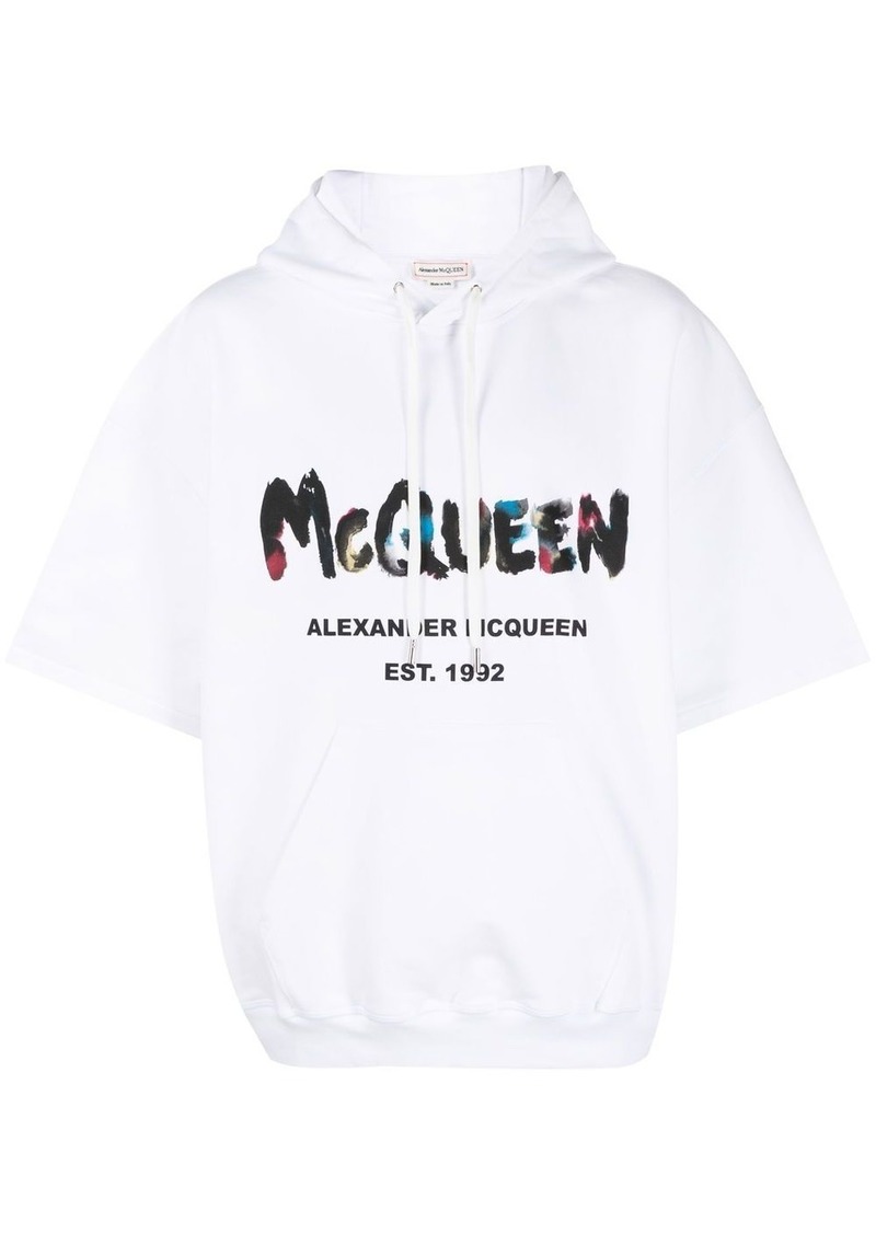 Alexander McQueen logo-print short-sleeved hoodie