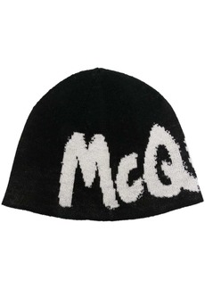 Alexander McQueen logo-print wool beanie