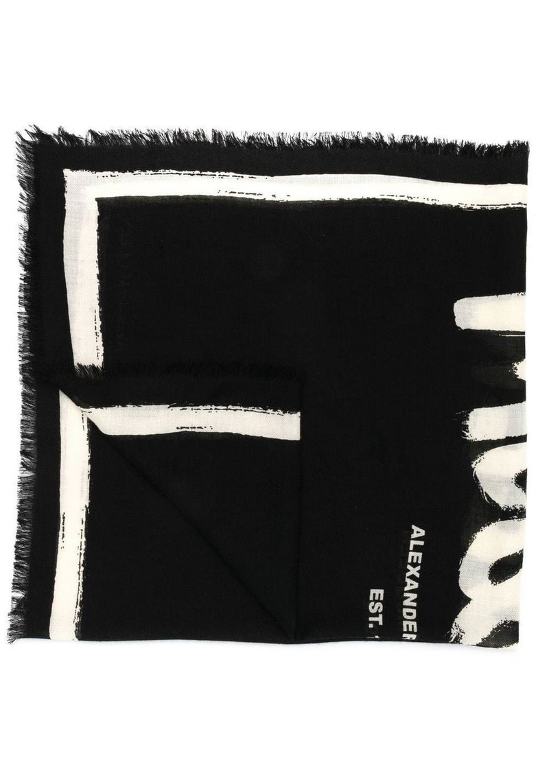 Alexander McQueen logo print wool scarf