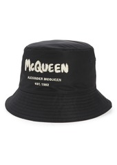 Alexander McQueen Graffiti Logo Bucket Hat in Black/Ivory at Nordstrom