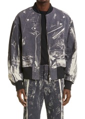 Alexander McQueen Printed Leather Jacket in Charcoal/Black/Ivory at Nordstrom