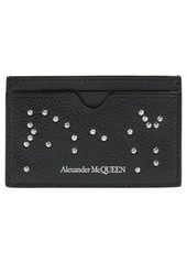 Alexander McQueen Skull Studded Leather Card Holder in Black at Nordstrom