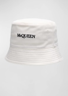 Alexander McQueen Men's Cotton Bicolor Logo Bucket Hat