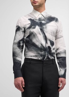 Alexander McQueen Men's Dragonfly-Print Dress Shirt
