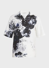 Alexander McQueen Men's Dutch-Floral Print Short-Sleeve Shirt