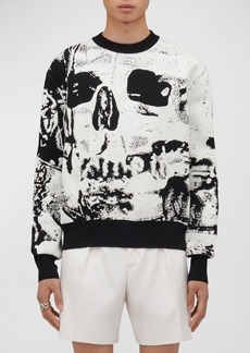 Alexander McQueen Men's Folded Skull Jacquard Sweater