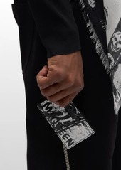 Alexander McQueen Men's Graffiti Logo Leather Card Holder