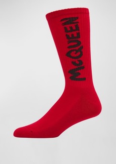 Alexander McQueen Men's Graffiti Logo Socks