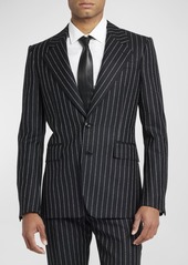 Alexander McQueen Men's Logo Lettering Pinstripe Sport Coat