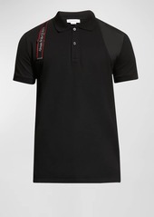 Alexander McQueen Men's Logo-Tape Harness Polo Shirt