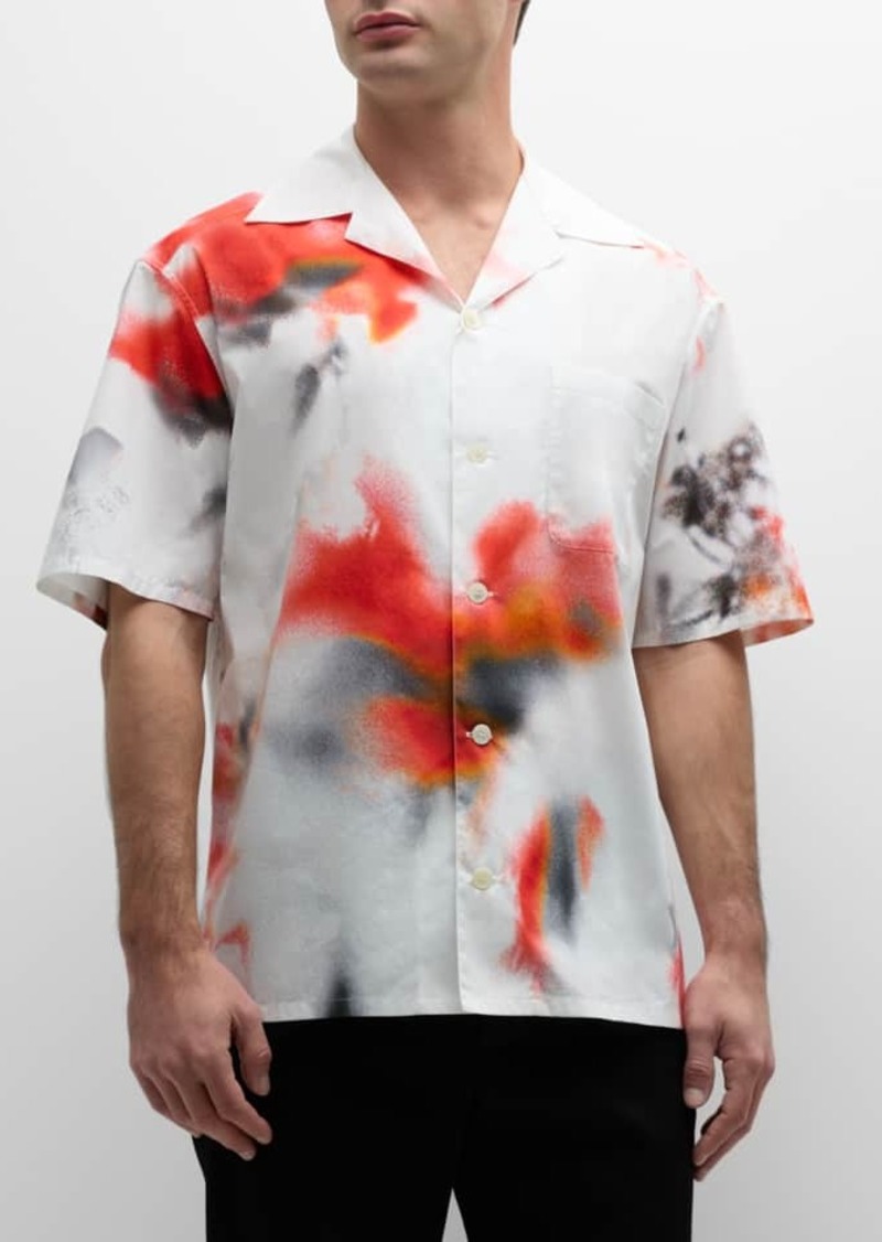 Alexander McQueen Men's Obscured Flower Camp Shirt