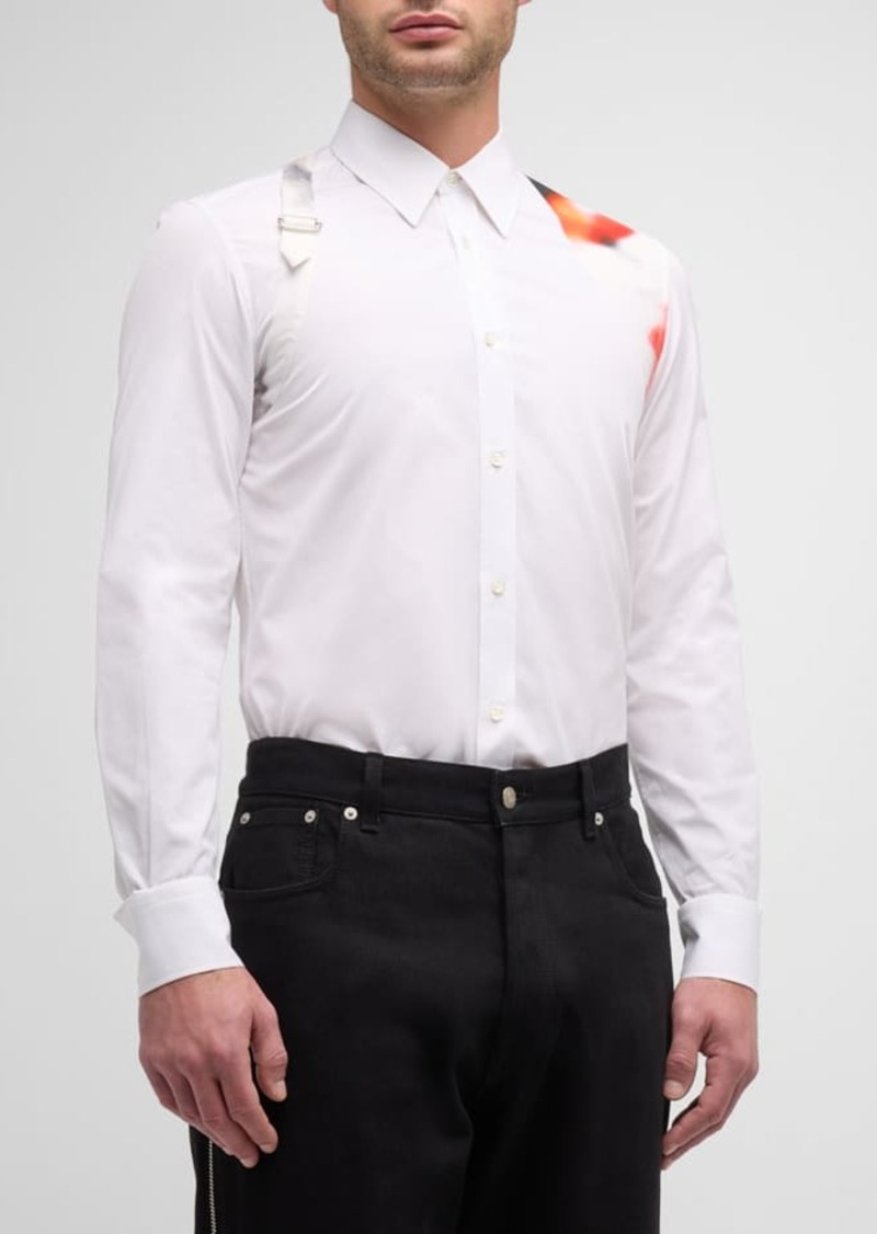 Alexander McQueen Men's Obscured Flower Harness Sport Shirt