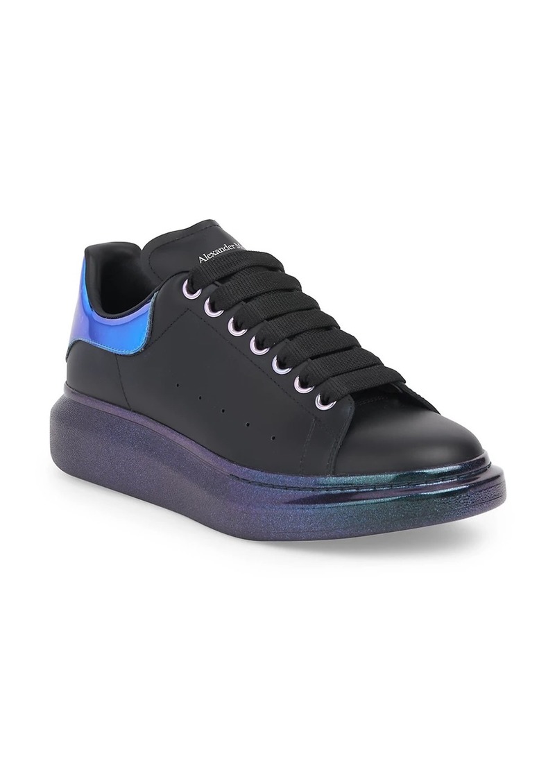 men's oversized iridescent leather platform sneakers