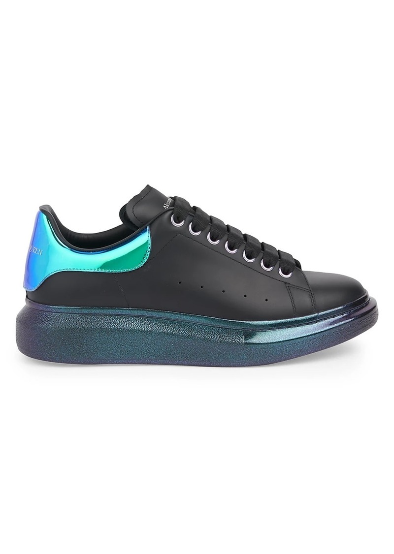 men's oversized iridescent leather platform sneakers