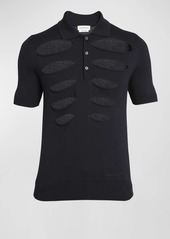 Alexander McQueen Men's Slit Cotton Polo Shirt