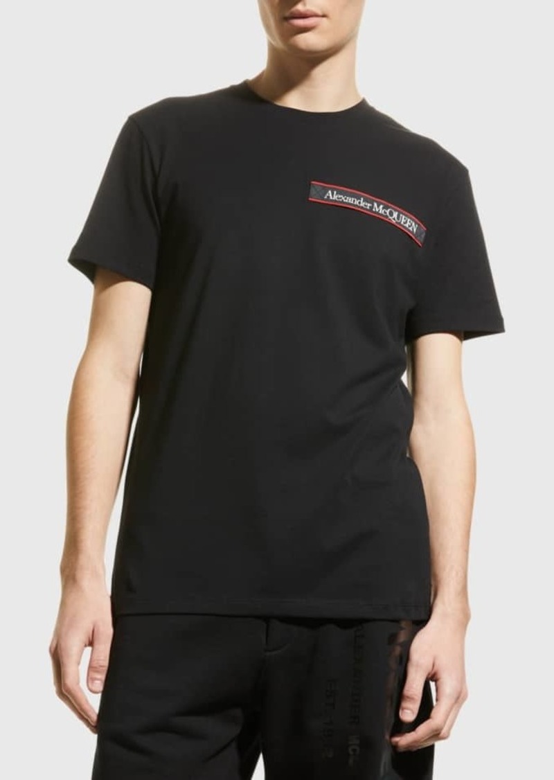 Alexander McQueen Men's T-Shirt w/ Logo Taping