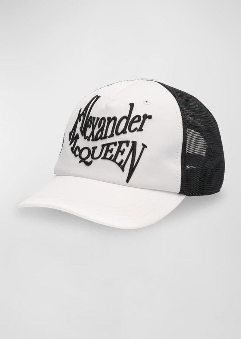 Alexander McQueen Men's Warped Logo Trucker Hat