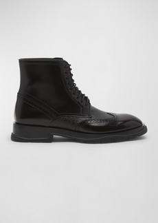 Alexander McQueen Men's Wingtip Leather Lace-Up Boots