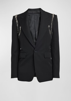Alexander McQueen Men's Wool Crystal Harness Sport Jacket