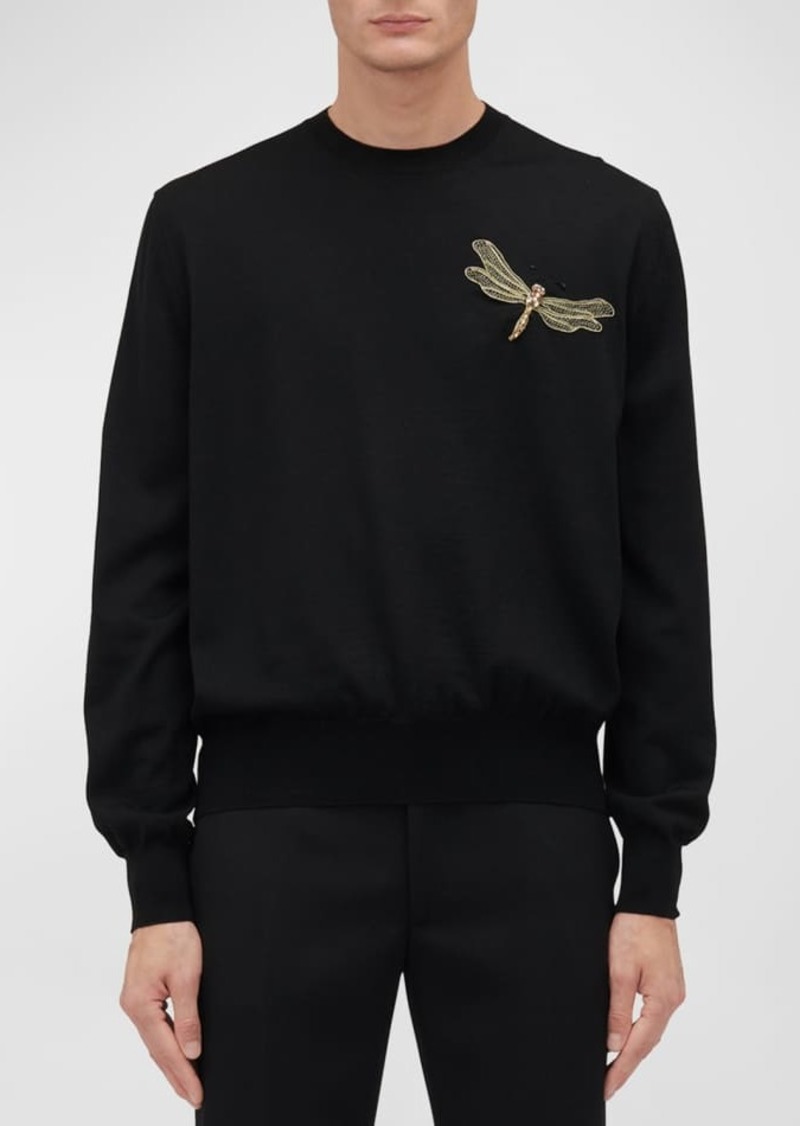 Alexander McQueen Men's Wool Sweater with Dragonfly