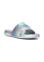 Alexander McQueen metallic debossed-logo slides