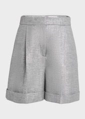 Alexander McQueen Metallic Pleated Tailored Shorts