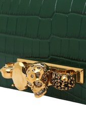 Alexander McQueen Mini Jeweled Croc Embossed Shoulder Bag