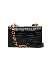 Alexander McQueen Mini Jeweled Croc Embossed Shoulder Bag