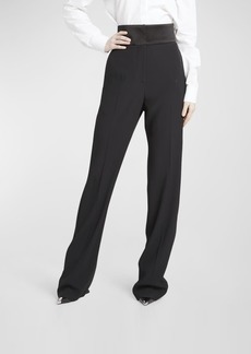 Alexander McQueen Narrow Bootcut Trousers with Satin Band