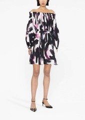 Alexander McQueen off-shoulder abstract-print minidress