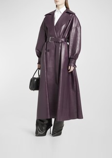 Alexander McQueen Oversize Belted Leather Trench Coat
