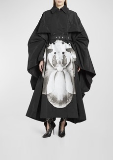 Alexander McQueen Oversize Belted Trench Coat with Graphic Detail