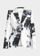 Alexander McQueen Peak Shoulder X-Ray Floral Print Blazer Jacket