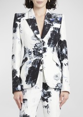 Alexander McQueen Peak Shoulder X-Ray Floral Print Blazer Jacket