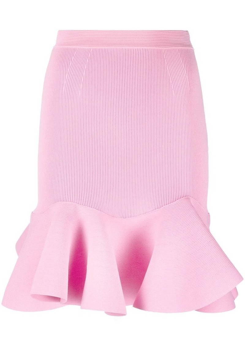 Alexander McQueen peplum hem ribbed miniskirt