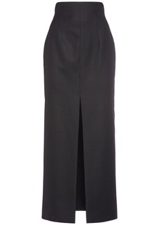 Alexander McQueen Pinstripe Wool Midi Skirt