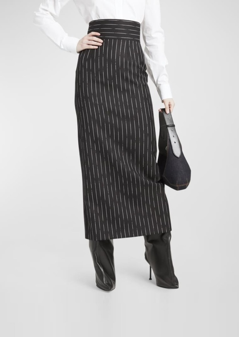 Alexander McQueen Pinstripe Wool Pencil Skirt