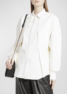 Alexander McQueen Pleated Leather Collared Shirt