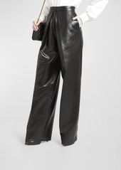 Alexander McQueen Pleated Leather Trousers