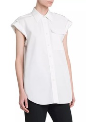 Alexander McQueen Poplin Cap-Sleeve Shirt