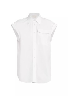 Alexander McQueen Poplin Cap-Sleeve Shirt