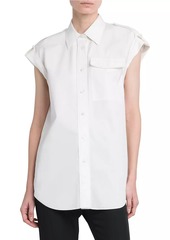 Alexander McQueen Poplin Cap-Sleeve Shirt