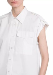 Alexander McQueen Poplin Cap-Sleeve Shirt