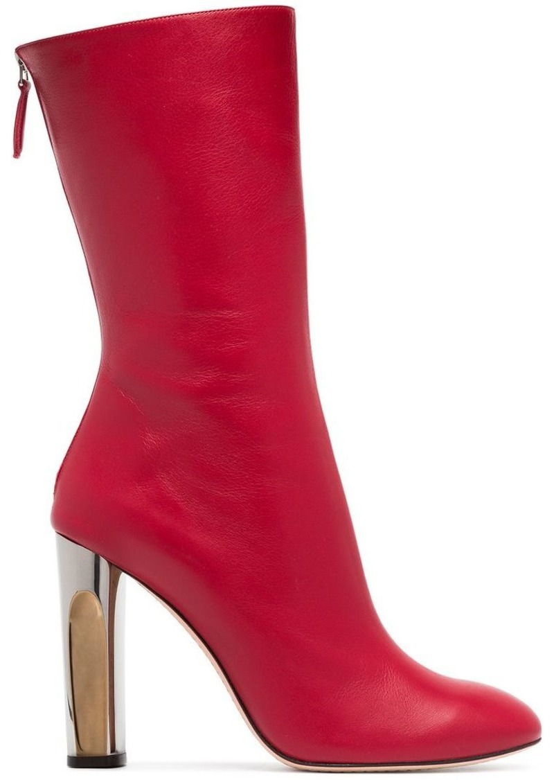 Alexander McQueen red sculpted heel 105 leather boots