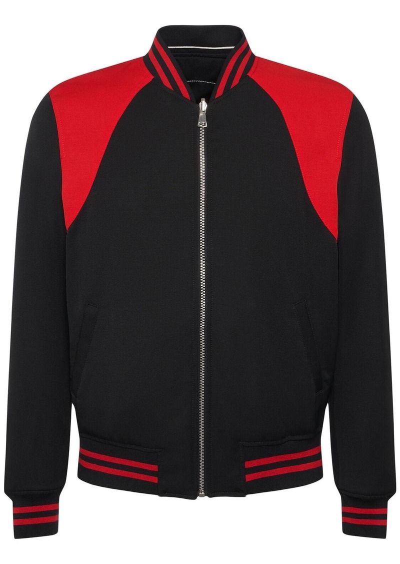 Alexander McQueen Reversible Wool & Satin Bomber Jacket