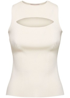 Alexander McQueen Ribbed Stretch Viscose Top