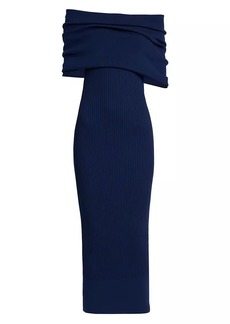 Alexander McQueen Ribbed Stretch-Wool Column Gown